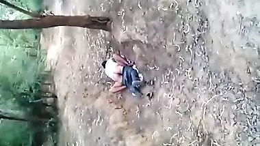 Desi student gives sex to a man in the forest but XXX voyeur films them