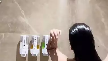 Sexy big boob girl shoots her nude MMS taking a shower