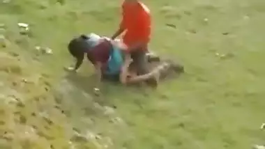 Outdoor doggy sex of a hot village prostitute