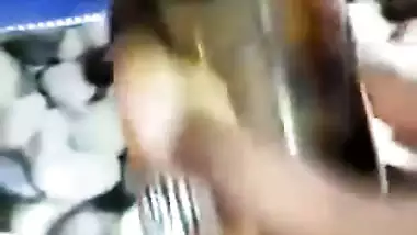 Boyfriend inserting beer bottle in GF pussy viral sex