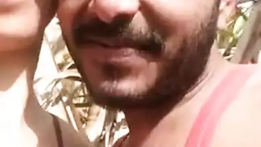 Indian kisses man who wants to see her XXX-shaped boobs outdoors