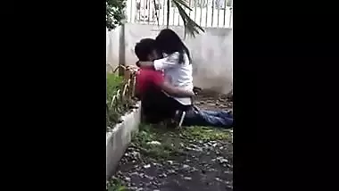 Concupiscent college pair have a fun a quick outdoor fuck with bf