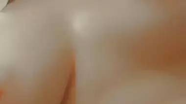 Brown hair girl cute boobs showing selfie MMS