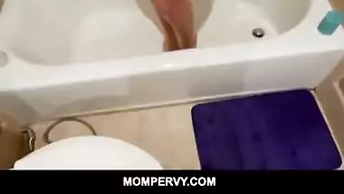 Horny Stepson gets seduces by her blonde small tits and big ass MILF stepmom in the shower POV - India Summer