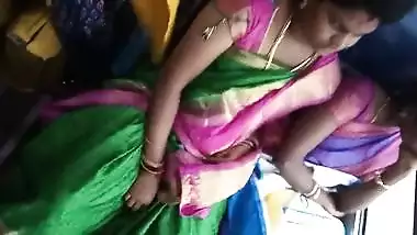 Tamil hot young married aunty boobs and navel in bus part:2