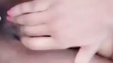 Girlfriend rubbing boobs and hairy pussy FSI nude