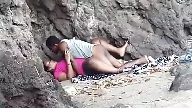 Indian blue film of a young couple enjoying outdoor sex on the beach