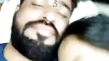 Bearded man kisses his shy Indian wife with full XXX lips on camera