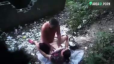 Mature aunty caught fucking with local guy outdoor In jungle, desi xxx mms