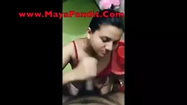 MayaPandit.Com Presents - Cute Desi Indian Babe Sucking Client's Cock and Gets Massive POV Cumshot on Lips in Bathroom