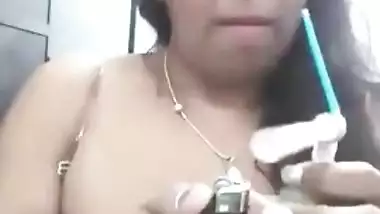 Clip of Desi whore with XXX shaped knockers exploiting bong becomes MMS