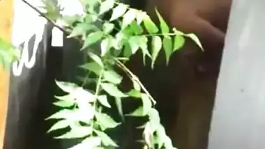 Boy sneakily films how Indian neighbor washes XXX assets outdoors after sex
