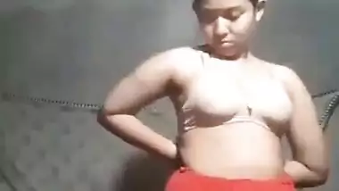 Beautiful cute innocent girl making nude video for Bf